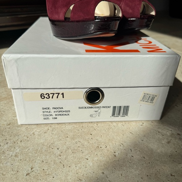 Michael Kors | Padova Platform Heels  Burgundy Suede Patent Size 10 New in Box!! - Picture 11 of 14